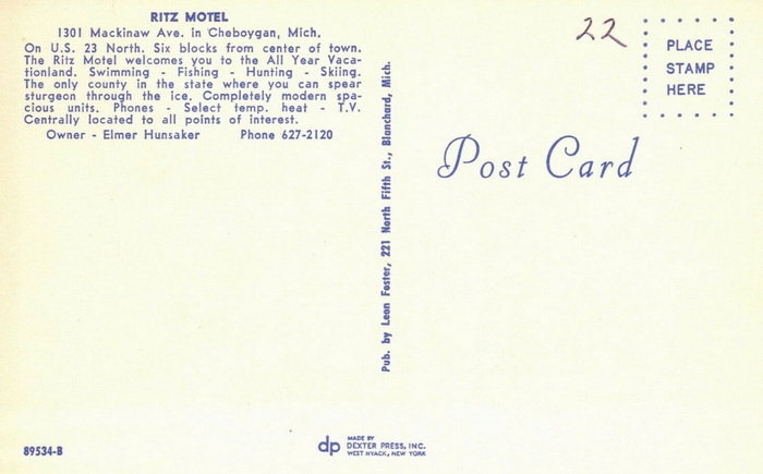 Ritz Motel (Birch Haus Motel) - Old Postcard View